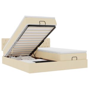 vidaXL Otomanski okvir kreveta s madracima krem 180x200cm od tkanine