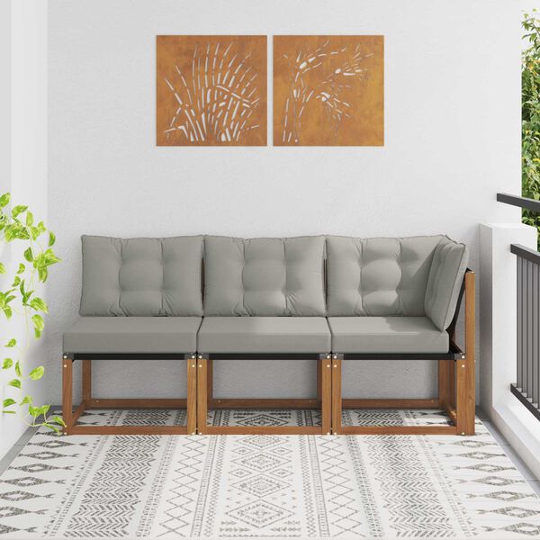 vidaXL Vanjski srednji i kutni kauč s jastukom 3 Komad Prirodna