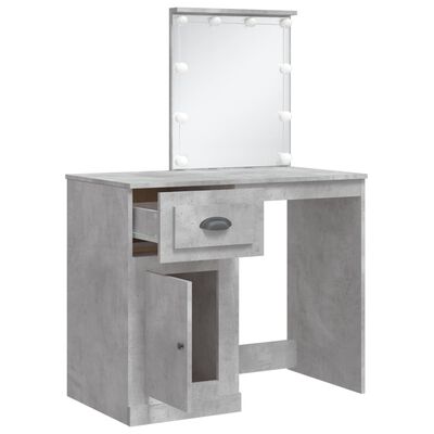 vidaXL Toaletni stolić s LED svjetlima siva boja betona 90x42x132,5 cm