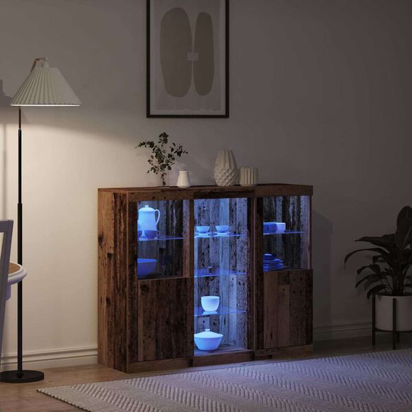 vidaXL LED komoda Staro drvo 123 x 37 x 100 cm Konstruirano drvo