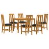 vidaXL Blagovaonski set 7 kom. Crna Čvrsto Hrastovo Drvo