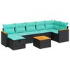 vidaXL 8-dijelni set vrtnih sofa od poliratana s jastucima crni