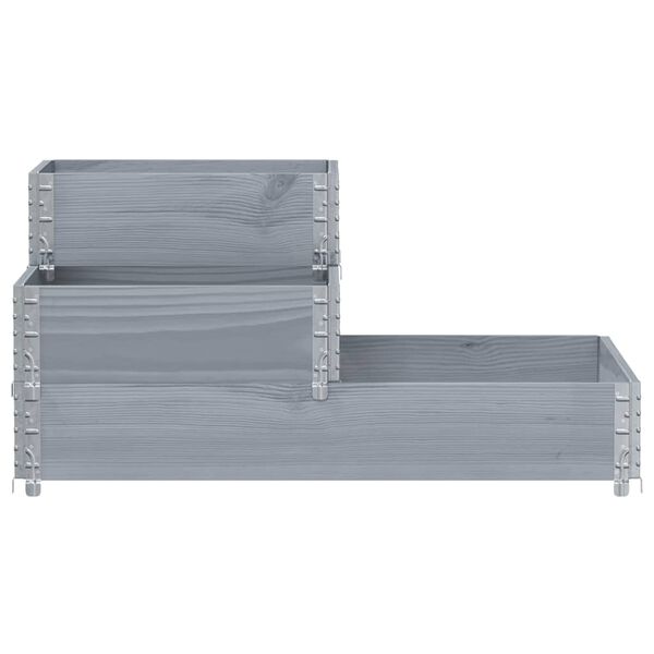 vidaXL Povišena gredica s 3 razine siva 120 x 80 cm masivna borovina