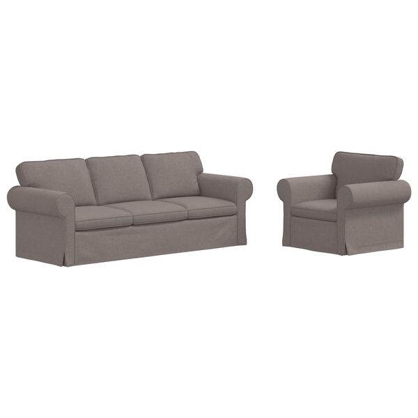 vidaXL Sofa 2 pcs Sivo-smeđa 215 x 82 x 80 cm tkanina