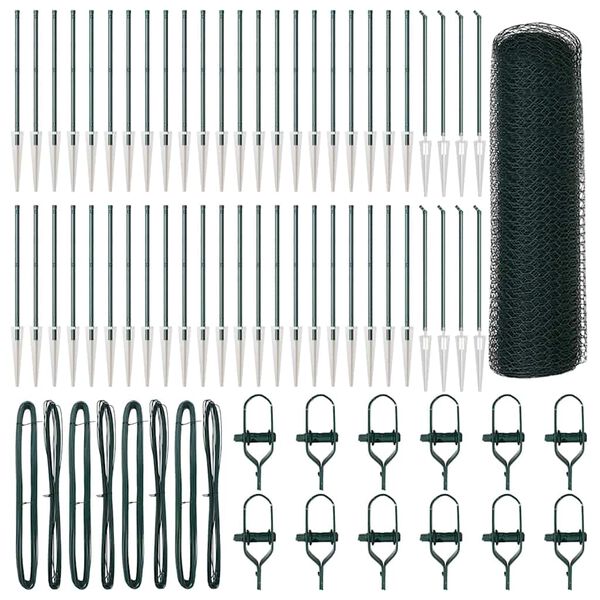 vidaXL Ograda s stupovima Zelena 0.8 x 100 m Čelik prekriven PVC-om