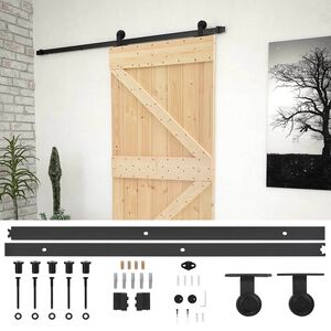 vidaXL Klizna vrata 80 x 210 cm Masivna borovina Prirodna i crna
