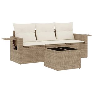 vidaXL 4-dijelni set vrtnih sofa s jastucima bež od poliratana