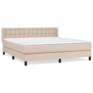 vidaXL Krevet box spring s madracem cappuccino 180x200 cm umjetna koža