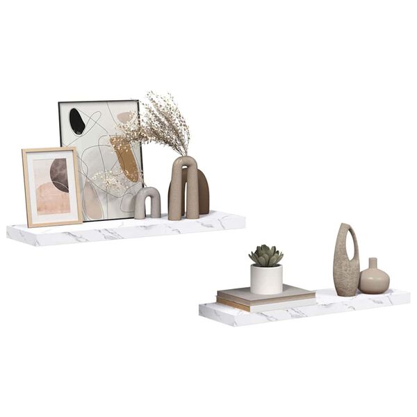 vidaXL Polica na zidu Zidne 2 pcs Bijeli mramor 80 x 23,5 x 4 cm