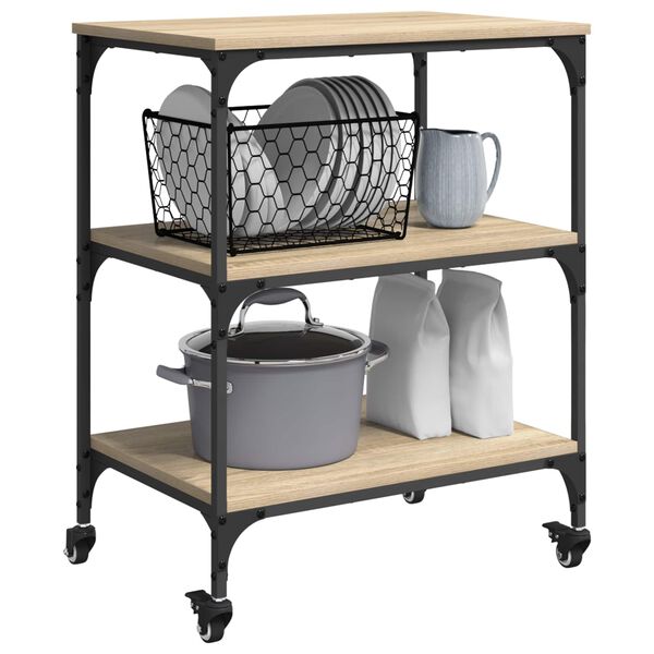 vidaXL Kuhinjski kolica Sonoma hrast 60 x 41 x 76 cm Konstruirano drvo