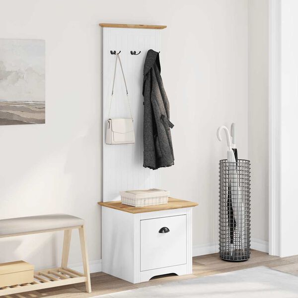 vidaXL Ormar za predsoblje s kukama "BODO" bijelo-smeđi 50x40x157 cm