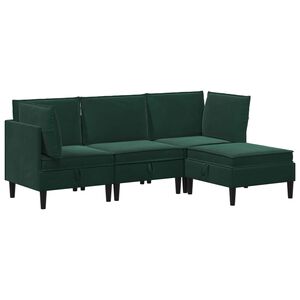 vidaXL Set namje&scaron;taja za dnevni boravak 4 pcs Tamnozelena Bar&scaron;un