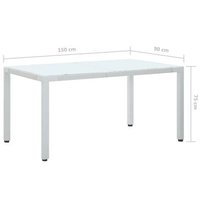 vidaXL Vrtni stol bijeli 150 x 90 x 75 cm od poliratana