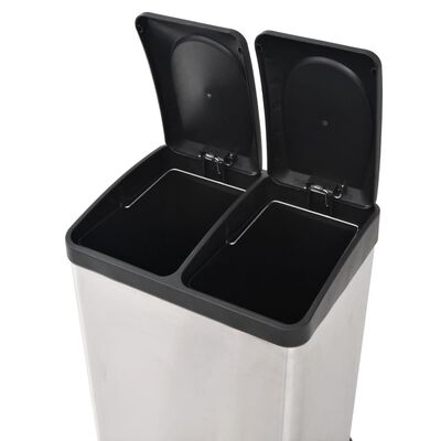 vidaXL Reciklažna kanta za smeće s papučicama nehrđajući čelik 36 L