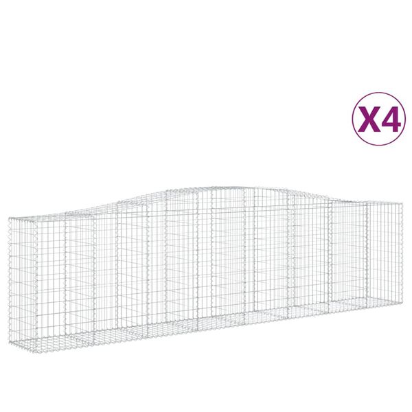 vidaXL Lučne gabionske košare 4 kom 400x50x100/120cm pocinčano željezo