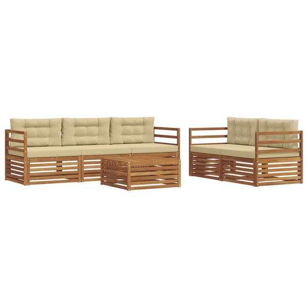 vidaXL Set vanjskih sofa s jastukom 6 pcs Prirodna i bež