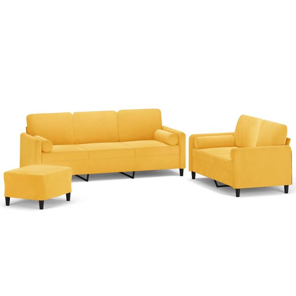 vidaXL 3-dijelni set sofa s jastucima žuti bar&scaron;unasti