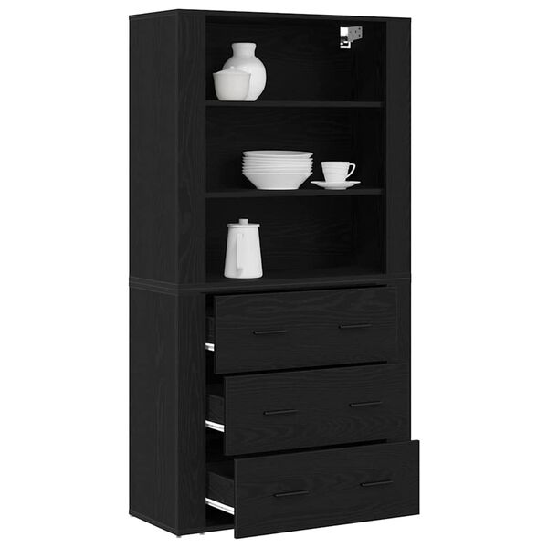 vidaXL Highboard Crni hrast 80 x 33 x 150 cm Konstruirano drvo