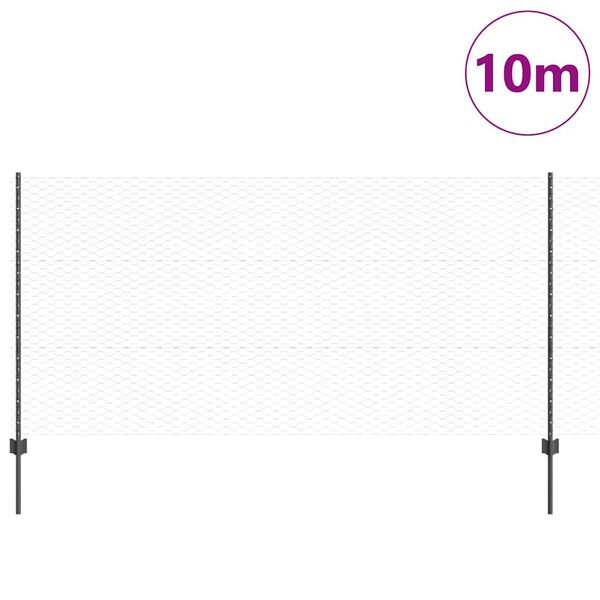 vidaXL Ograda s postovima Siva 1,2 x 10 m Čelik i PVC