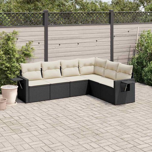 vidaXL 6-dijelni set vrtnih sofa s jastucima crni od poliratana