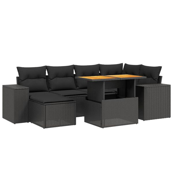vidaXL 8-dijelni set vrtnih sofa od poliratana s jastucima crni bagrem