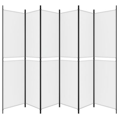 vidaXL Sobna pregrada s 6 panela bijela 300 x 220 cm od tkanine