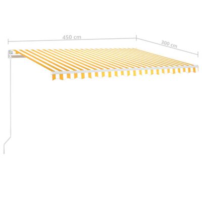 vidaXL Tenda na ručno uvlačenje 450 x 300 cm žuto-bijela
