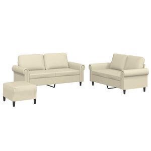 vidaXL 3-dijelni set sofa s jastucima krem od umjetne kože