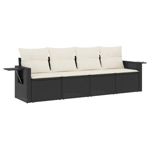 vidaXL 4-dijelni set vrtnih sofa od poliratana s jastucima crni