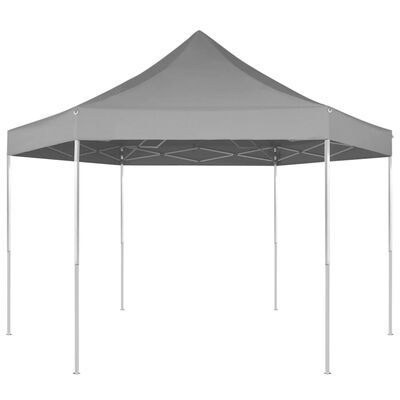 vidaXL Šesterokutni prigodni sklopivi šator sivi 3,6 x 3,1 m
