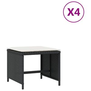 vidaXL Vrtni stolci s jastucima 4 kom crni 40x40x35 cm od poliratana