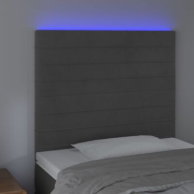 vidaXL LED uzglavlje tamnosivo 90x5x118/128 cm baršunasto