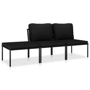 vidaXL 3-dijelna vrtna garnitura s jastucima crna PVC