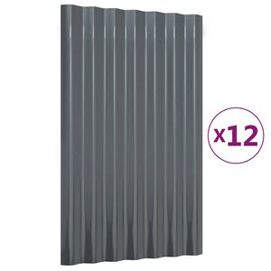 vidaXL Krovni paneli 12 kom pocinčani čelik antracit 60x36 cm