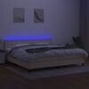 vidaXL Krevet box spring s madracem LED krem 200x200 cm od tkanine