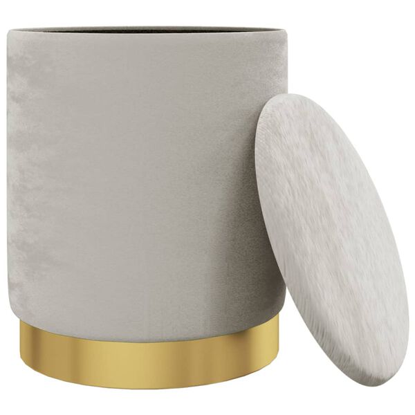 vidaXL Okrugli tabure za pohranu svjetlosivi bar&scaron;unasti 31 x 37 cm