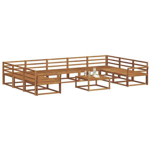 vidaXL Set vanjskih sofa 10 pcs Prirodna Čvrsto drvo akacije