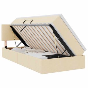 vidaXL LED krevet za pohranu s madracem Krema 90 x 190 cm Tkanina