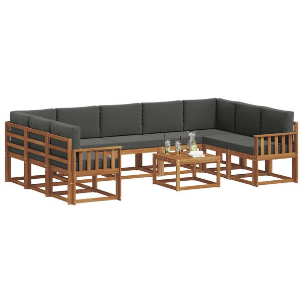 vidaXL Set vanjskih sofa s jastukom 10 pcs Prirodna i antracit