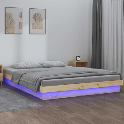 vidaXL LED okvir za krevet 160 x 200 cm od masivnog drva