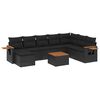 vidaXL 9-dijelni set vrtnih sofa s jastucima crni od poliratana