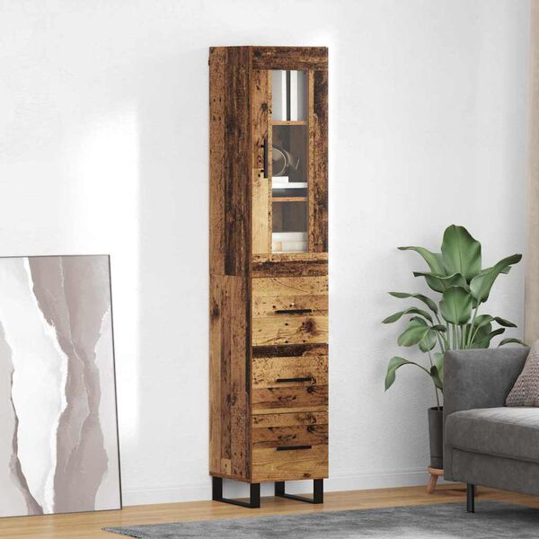 vidaXL Highboard Staro drvo 34,5 x 34 x 180 cm Konstruirano drvo