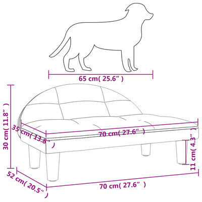 vidaXL Krevet za pse svjetlosivi 70x52x30 cm od tkanine