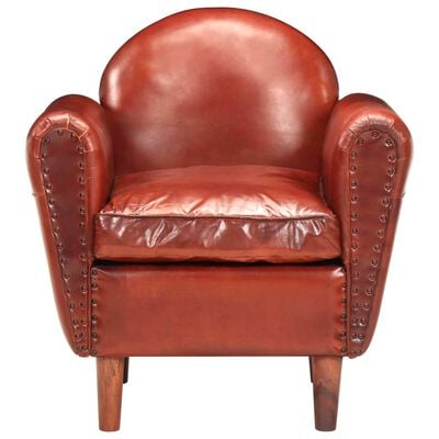 vidaXL Zaobljena fotelja od prave kože 77 x 65 x 79 cm smeđa