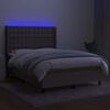 vidaXL Krevet box spring s madracem LED smeđesivi 140x200 cm tkanina