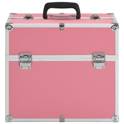 vidaXL Kovčeg za šminku 38x23x34 cm ružičasti aluminijski