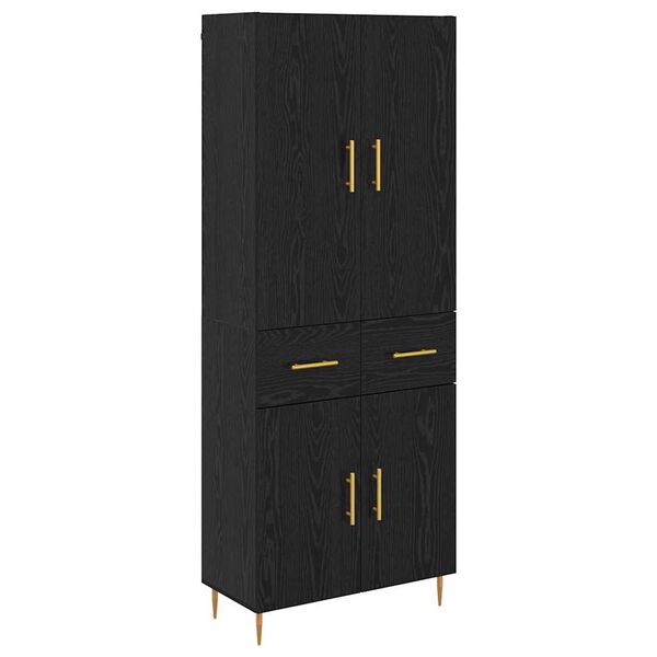 vidaXL Highboard Zidne Crni hrast 69,5 x 34 x 180 cm Konstruirano drvo