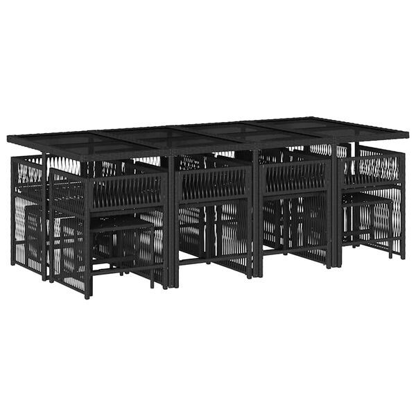 vidaXL 13-dijelni vrtni blagovaonski set s jastucima poliratan crni