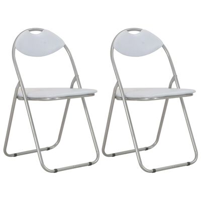 vidaXL Sklopive blagovaonske stolice od umjetne kože 2 kom bijele