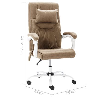 vidaXL Masažna uredska stolica od tkanine smeđe-siva
